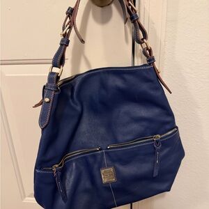 Dooney & Bourke Navy Shoulder Bag with Gold Accents